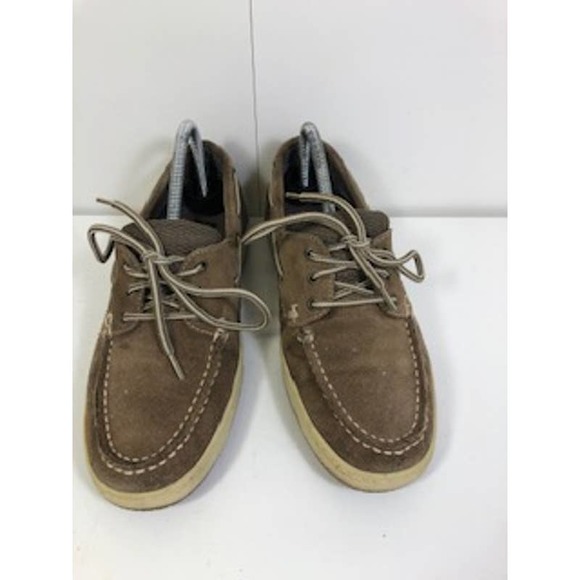 The Leather Collection Round Toe Low Top Lace-Up Boating Shoe Brown Mens US 7.5 - Picture 1 of 7